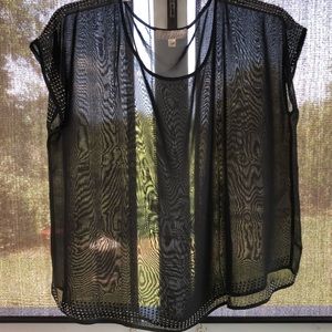 Penelope 2XL studded sheer black top